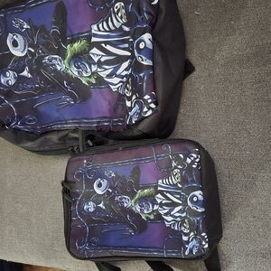 Black and Purple Graphic Men's Backpack